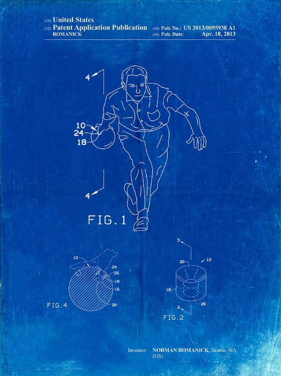 Picture of PP549-FADED BLUEPRINT BOWLING BALL PATENT POSTER