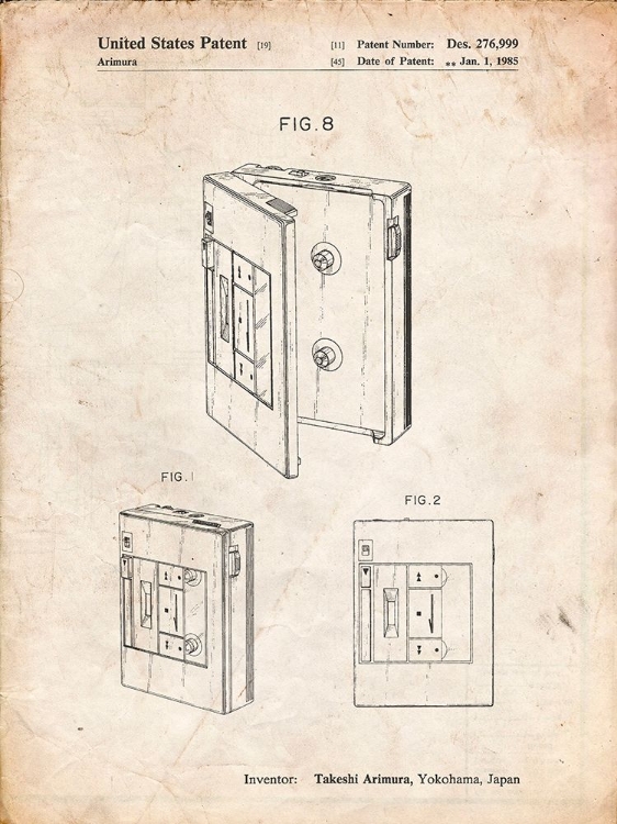 Picture of PP551-VINTAGE PARCHMENT TOSHIBA WALKMAN PATENT POSTER