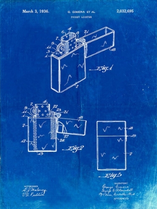 Picture of PP553-FADED BLUEPRINT ZIPPO LIGHTER PATENT POSTER