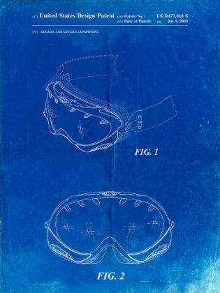 Picture of PP554-FADED BLUEPRINT SKI GOGGLES PATENT POSTER