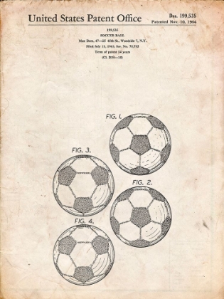 Picture of PP587-VINTAGE PARCHMENT SOCCER BALL 4 IMAGE PATENT POSTER