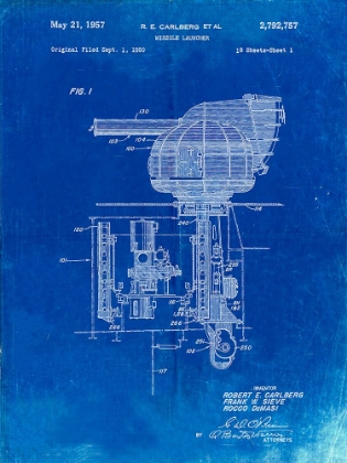 Picture of PP597-FADED BLUEPRINT MISSILE LAUNCHER COLD WAR PATENT POSTER