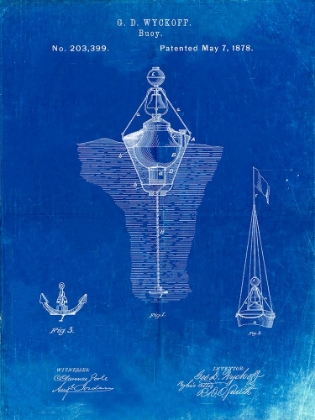 Picture of PP599-FADED BLUEPRINT WATER BUOY PATENT POSTER