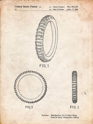 Picture of PP600-VINTAGE PARCHMENT MOUNTAIN BIKE TIRE PATENT POSTER