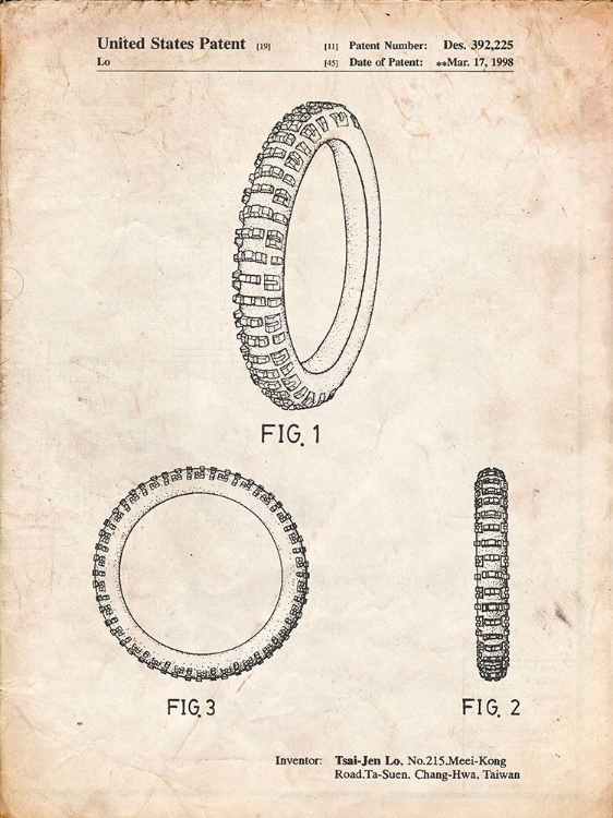 Picture of PP600-VINTAGE PARCHMENT MOUNTAIN BIKE TIRE PATENT POSTER