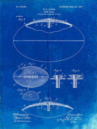 Picture of PP601-FADED BLUEPRINT FOOTBALL GAME BALL 1902 PATENT POSTER