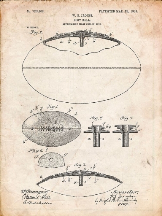 Picture of PP601-VINTAGE PARCHMENT FOOTBALL GAME BALL 1902 PATENT POSTER