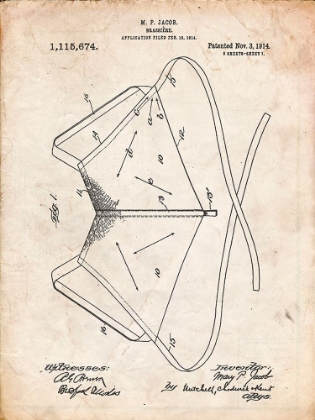 Picture of PP604-VINTAGE PARCHMENT BRASSIERE (BRA) 1914 PATENT POSTER