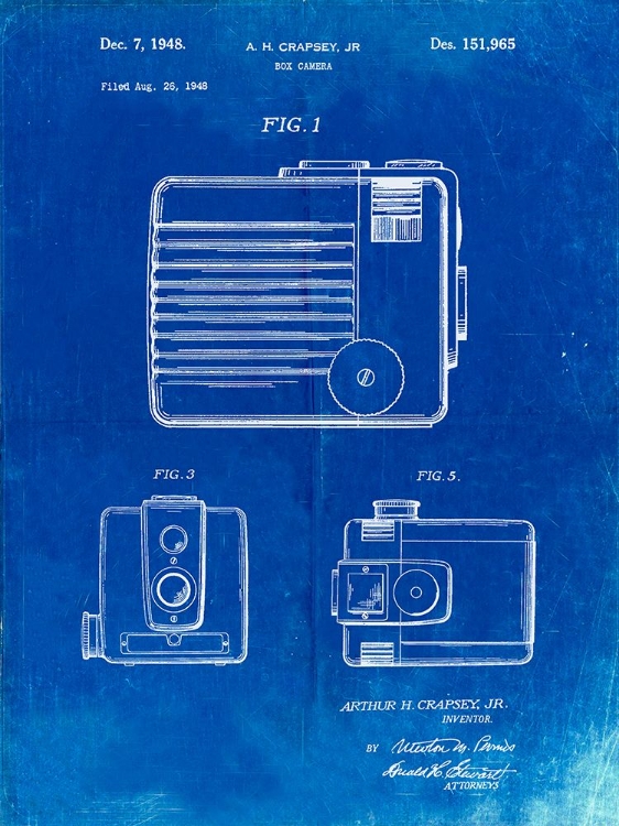 Picture of PP606-FADED BLUEPRINT KODAK BROWNIE HAWKEYE PATENT POSTER