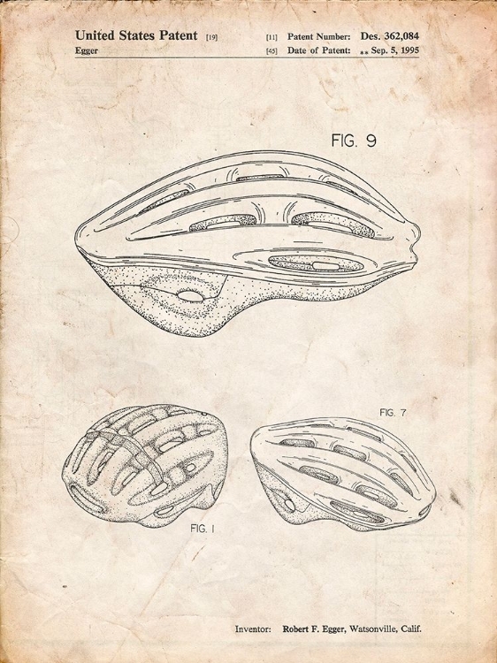 Picture of PP610-VINTAGE PARCHMENT BICYCLE HELMET PATENT POSTER