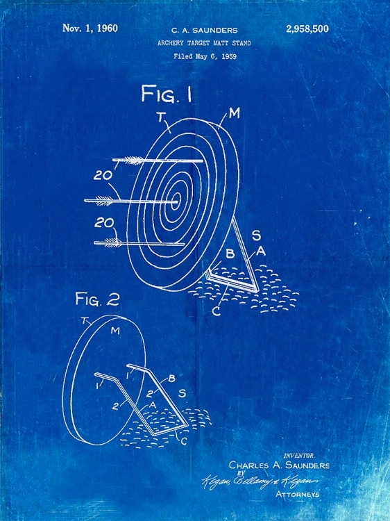 Picture of PP613-FADED BLUEPRINT ARCHERY TARGET AND STAND PATENT POSTER