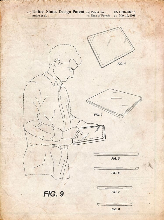 Picture of PP614-VINTAGE PARCHMENT IPAD DESIGN 2005 PATENT POSTER