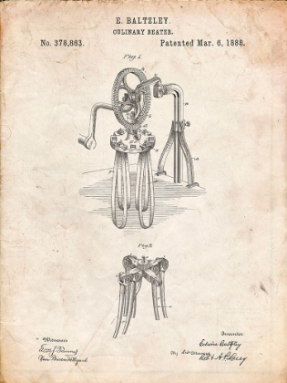 Picture of PP620-VINTAGE PARCHMENT BALTZLEY EGG BEATER PATENT POSTER