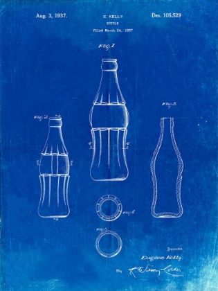 Picture of PP626-FADED BLUEPRINT D-PATENT COKE BOTTLE PATENT POSTER