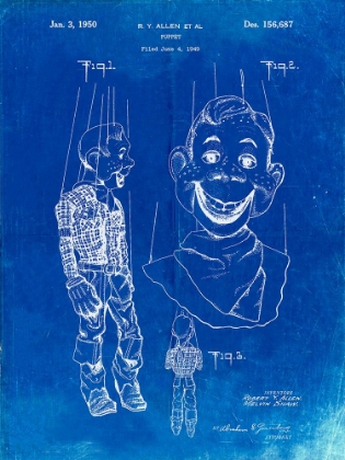 Picture of PP628-FADED BLUEPRINT HOWDY DOODY MARIONETTE PATENT POSTER