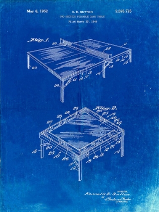 Picture of PP629-FADED BLUEPRINT PING PONG TABLE PATENT POSTER