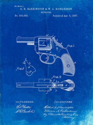 Picture of PP633-FADED BLUEPRINT H AND R REVOLVER PISTOL PATENT POSTER