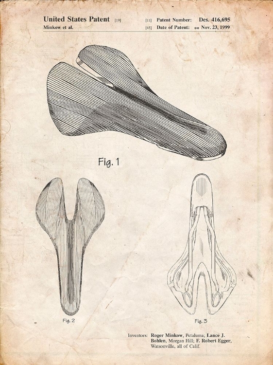 Picture of PP637-VINTAGE PARCHMENT BICYCLE SEAT PATENT POSTER