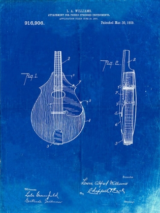 Picture of PP638-FADED BLUEPRINT MANDOLIN PICK GUARD PATENT POSTER