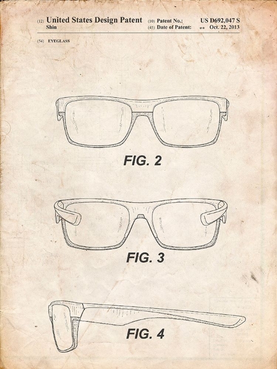 Picture of PP640-VINTAGE PARCHMENT TWO FACE PRIZM OAKLEY SUNGLASSES PATENT POSTER