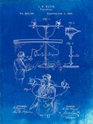 Picture of PP642-FADED BLUEPRINT BOWLING PIN 1967 PATENT POSTER