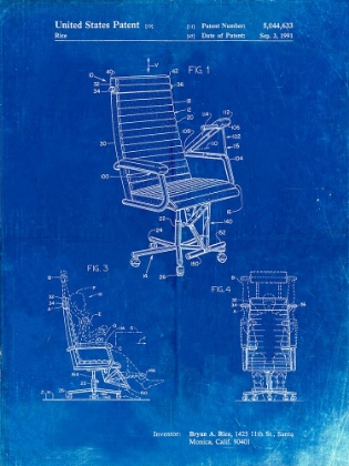 Picture of PP648-FADED BLUEPRINT EXERCISING OFFICE CHAIR PATENT POSTER