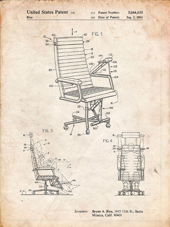 Picture of PP648-VINTAGE PARCHMENT EXERCISING OFFICE CHAIR PATENT POSTER