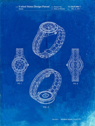 Picture of PP651-FADED BLUEPRINT LUXURY WATCH PATENT POSTER
