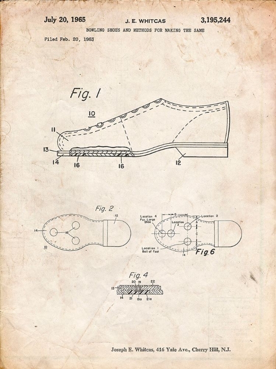 Picture of PP655-VINTAGE PARCHMENT VINTAGE BOWLING SHOES PATENT POSTER