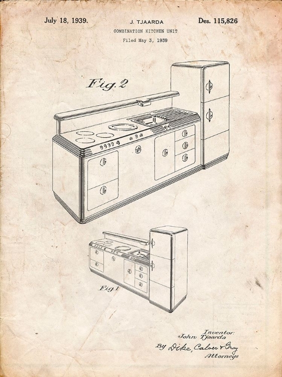 Picture of PP659-VINTAGE PARCHMENT KITCHEN CABINETS POSTER