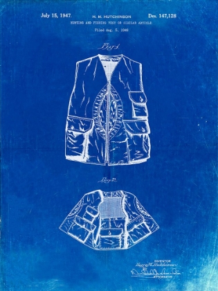 Picture of PP661-FADED BLUEPRINT HUNTING AND FISHING VEST PATENT POSTER