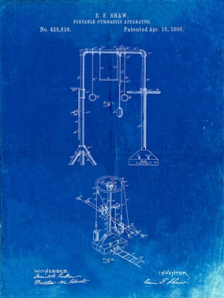 Picture of PP664-FADED BLUEPRINT PORTABLE GYMNASTIC BARS 1890 PATENT POSTER
