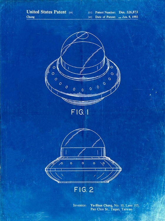 Picture of PP667-FADED BLUEPRINT FLYING SAUCER POSTER