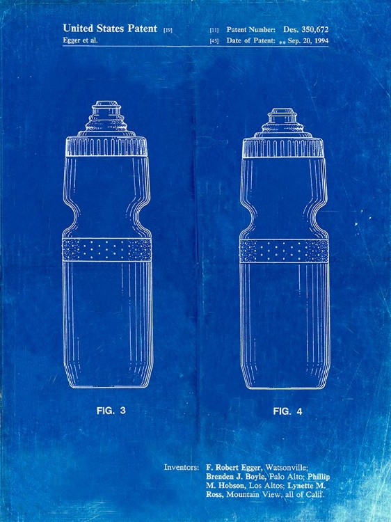 Picture of PP669-FADED BLUEPRINT CYCLING WATER BOTTLE PATENT POSTER