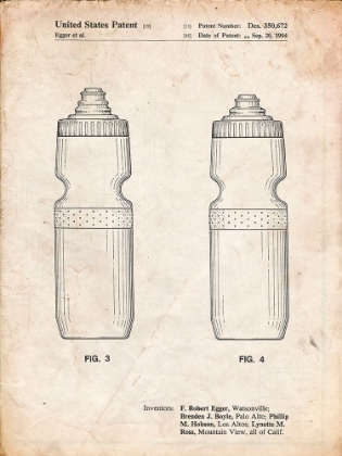 Picture of PP669-VINTAGE PARCHMENT CYCLING WATER BOTTLE PATENT POSTER