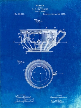 Picture of PP670-FADED BLUEPRINT GYROCOMPASS PATENT POSTER