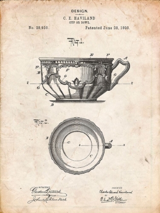 Picture of PP670-VINTAGE PARCHMENT GYROCOMPASS PATENT POSTER
