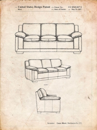 Picture of PP671-VINTAGE PARCHMENT COUCH PATENT POSTER