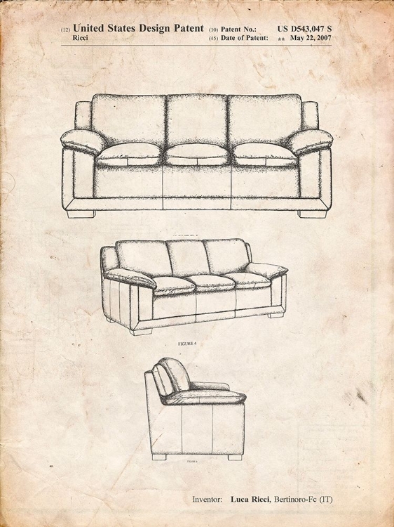 Picture of PP671-VINTAGE PARCHMENT COUCH PATENT POSTER