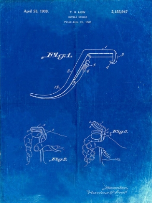 Picture of PP672-FADED BLUEPRINT BOTTLE OPENER PATENT POSTER