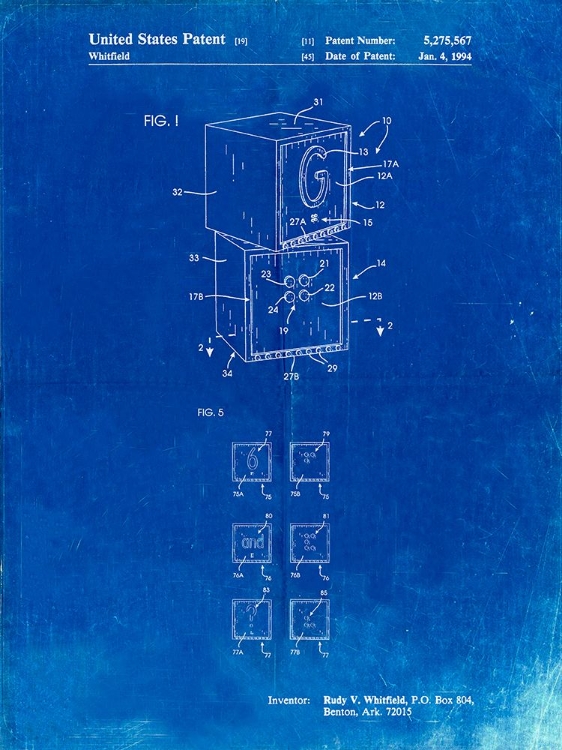 Picture of PP674-FADED BLUEPRINT CHILDRENS BUILDING BLOCK