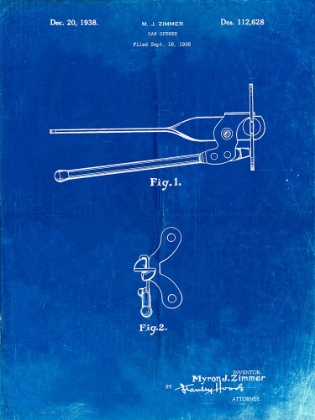 Picture of PP677-FADED BLUEPRINT CAN OPENER PATENT POSTER