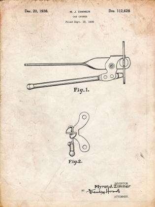 Picture of PP677-VINTAGE PARCHMENT CAN OPENER PATENT POSTER