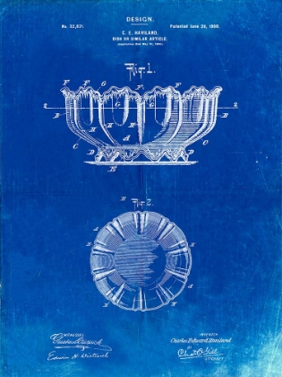 Picture of PP680-FADED BLUEPRINT HAVILAND DECORATIVE BOWL PATENT POSTER
