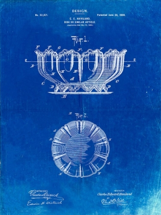 Picture of PP680-FADED BLUEPRINT HAVILAND DECORATIVE BOWL PATENT POSTER