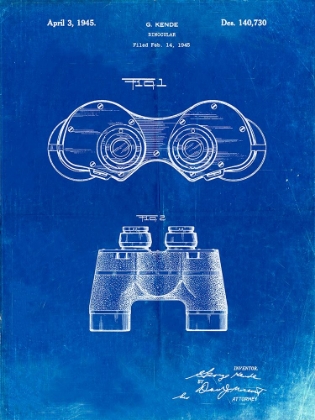 Picture of PP684-FADED BLUEPRINT BINOCULARS PATENT POSTER