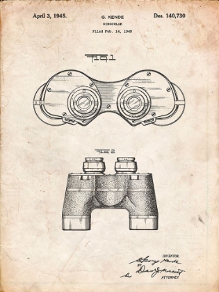Picture of PP684-VINTAGE PARCHMENT BINOCULARS PATENT POSTER
