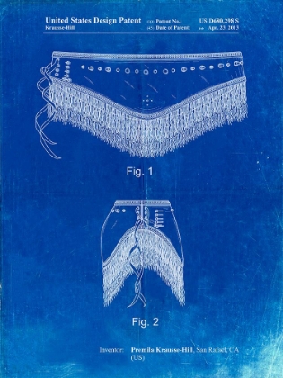Picture of PP685-FADED BLUEPRINT BELLY DANCING BELT POSTER
