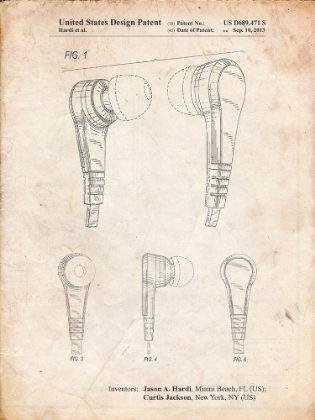 Picture of PP686-VINTAGE PARCHMENT EAR BUDS PATENT POSTER