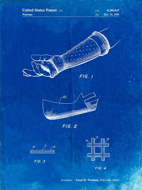 Picture of PP687-FADED BLUEPRINT ORTHOPEDIC HARD CAST PATENT POSTER